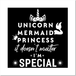 Unicorn Mermaid Princess Posters and Art